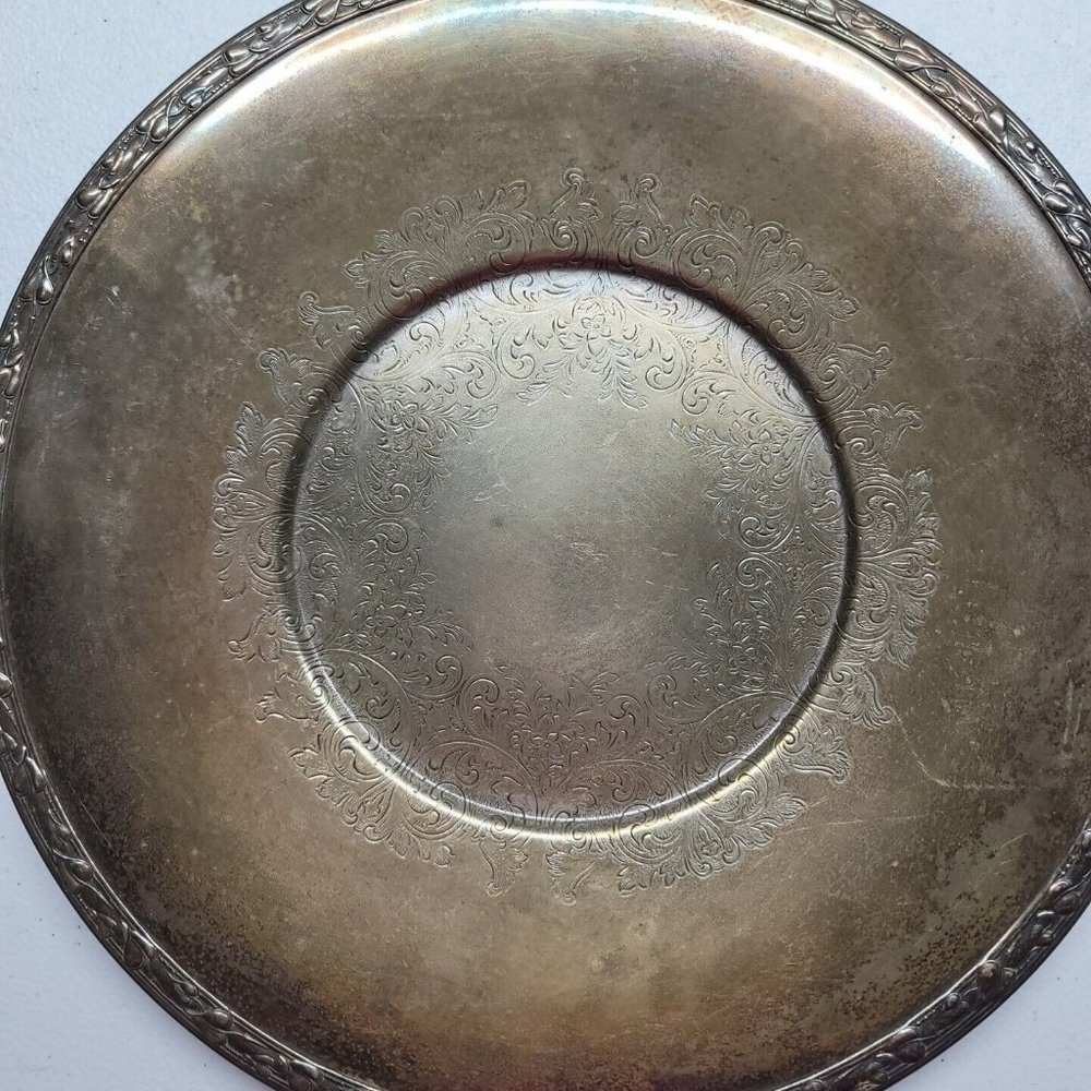 Vintage WMA Rogers MeadowBrook Silver Plate Round 10 Inch Serving Platter